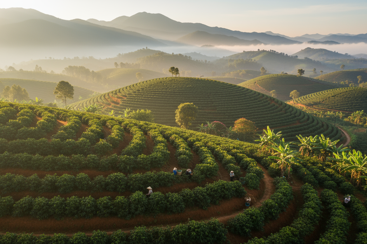 coffee Region Landcape of Di Linh , Vietnam